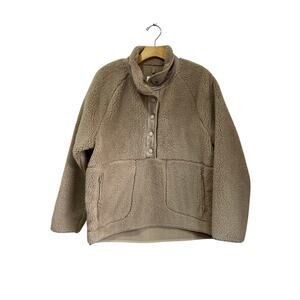 Lou & Grey Cozy Sherpa Fleece Pullover Beige Size M Soft Lounge Sweater